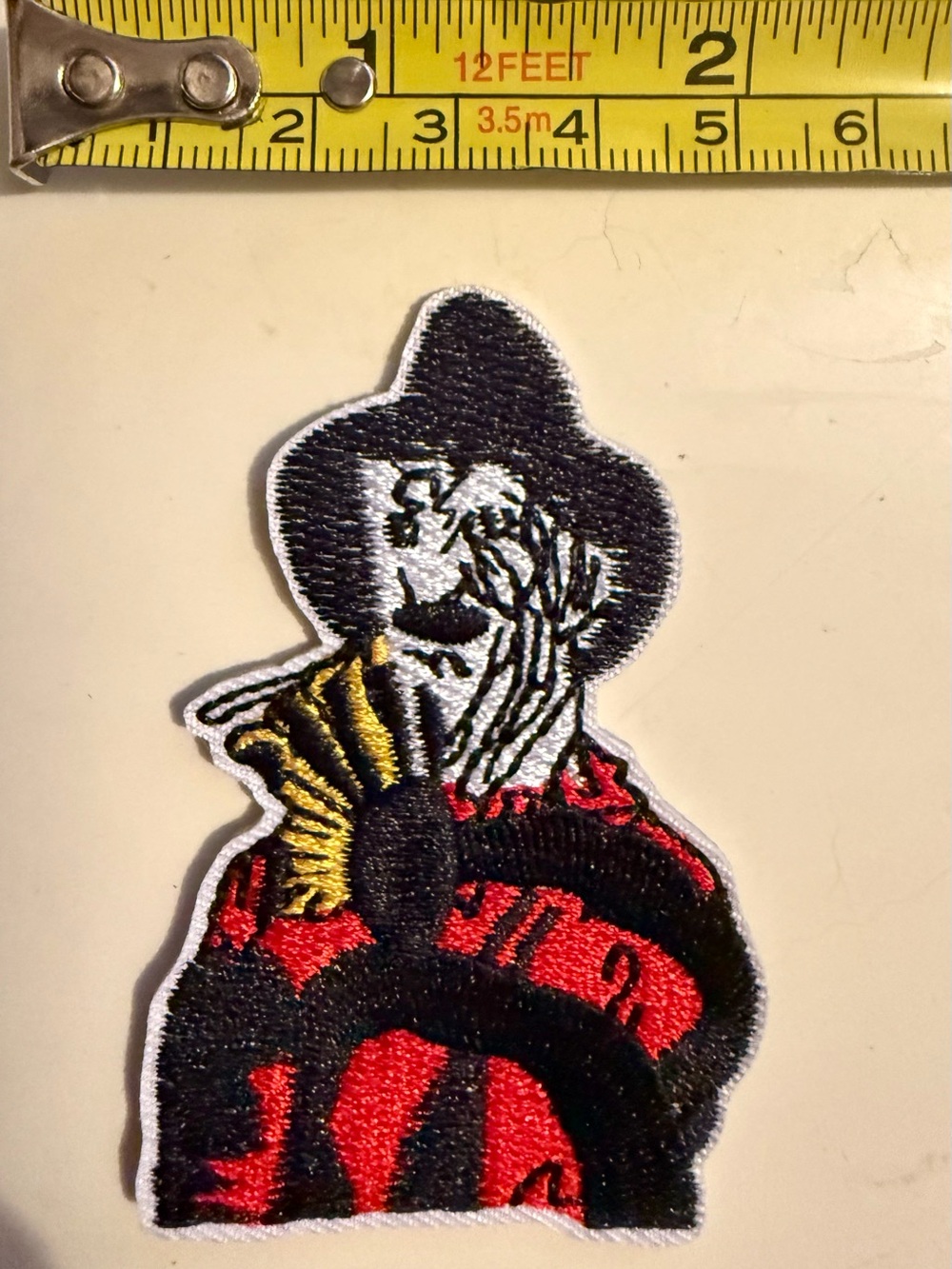 Men's Embroidered Freddy Krueger Horror Patch in Red & Black
